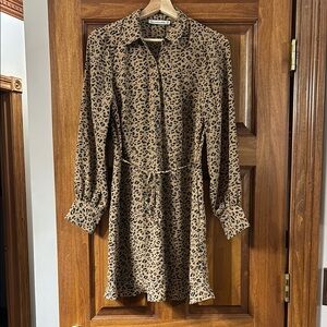 Leopard Print Button-Up Dress worn ONLY ONCE